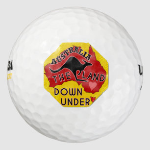 Australien Karte Land Down Under Kangaroo Retro Golfball