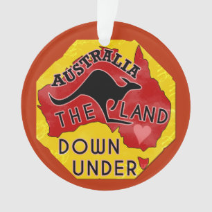 Australien Karte Land Down Under mit Kangaroo Retr Ornament