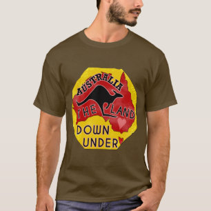 Australien Karte Land Down Under mit Kangaroo Retr T-Shirt