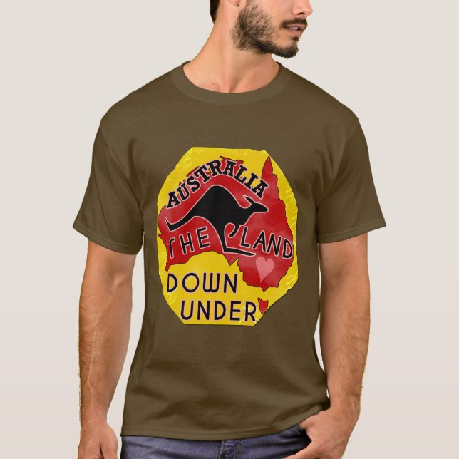 Australien Karte Land Down Under mit Kangaroo Retr T-Shirt (Vorderseite)