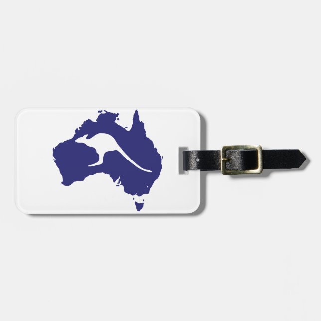 Australien-Karte mit Känguru-Silhouette Gepäckanhänger (Vorderseite horizontal)