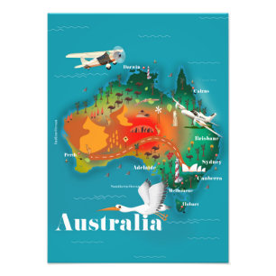 Australien Karte Reiseplakat Fotodruck