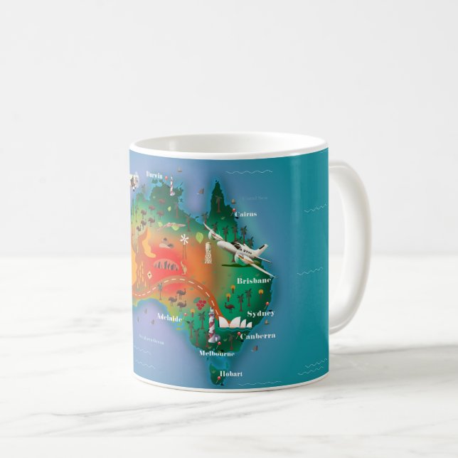 Australien Karte Reiseplakat Kaffeetasse (VorderseiteRechts)