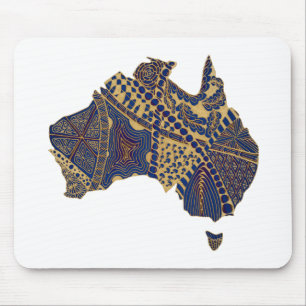 Australien Karte Tan-Blue-Red Mousepad
