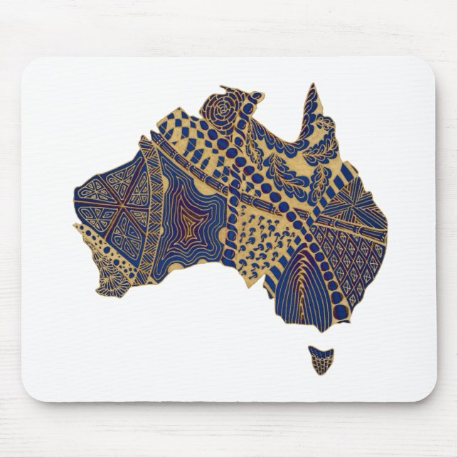 Australien Karte Tan-Blue-Red Mousepad (Vorne)