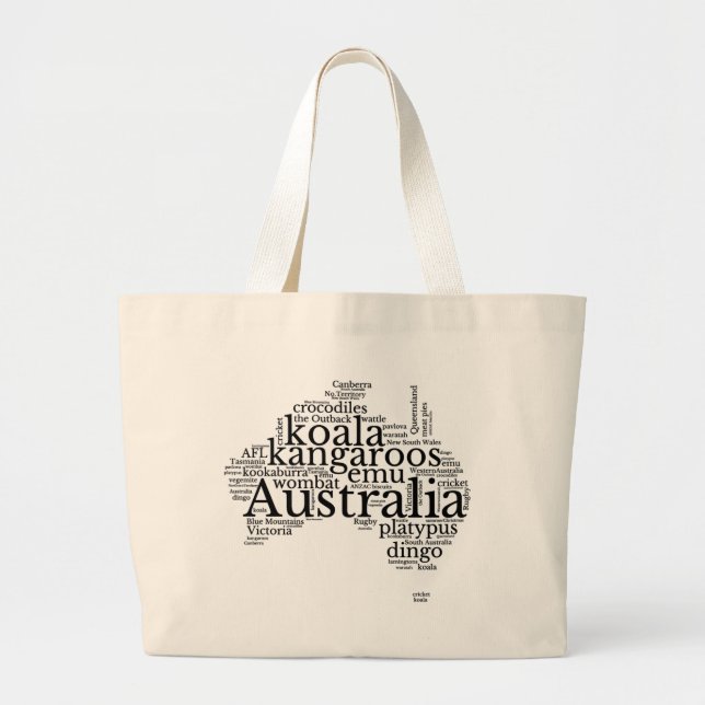 Australien Karte Word Art Jumbo Stoffbeutel (Vorne)