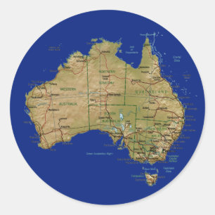 Australien-Karten-Aufkleber Runder Aufkleber