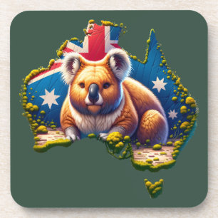 Australien Koala-Bär Flagge Karte Getränkeuntersetzer