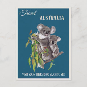 Australien Koala Bär Vintage Reiseplakat Postkarte