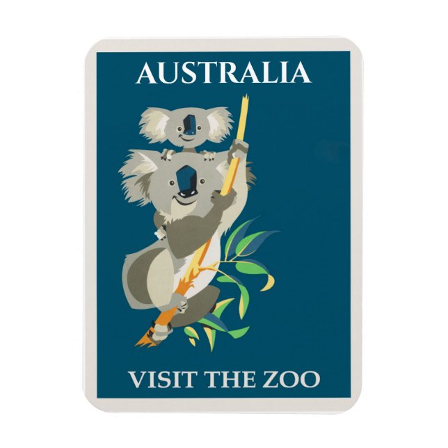 Australien Koala Bear Vintage Travel Poster Magnet (Vertikal)
