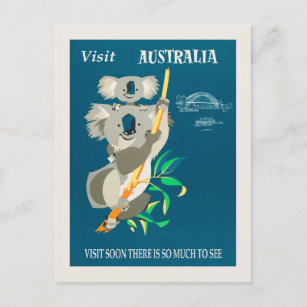 Australien Koala Bear Vintage Travel Poster Postkarte