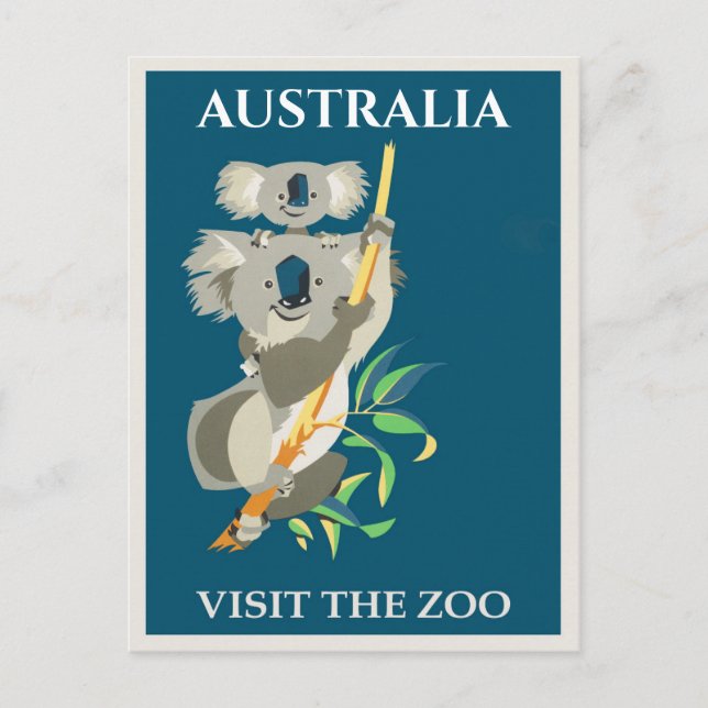 Australien Koala Bear Vintage Travel Poster Postkarte (Vorderseite)