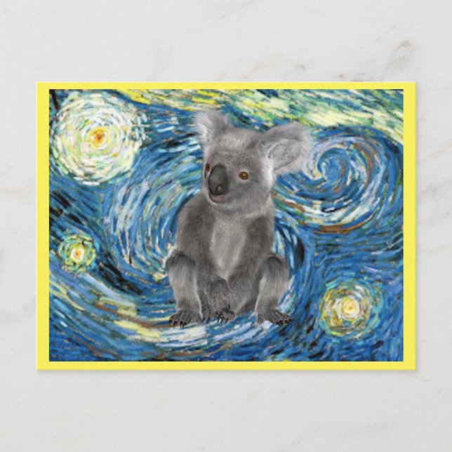 Australien Koala in Starry Night Spoof Postcard Postkarte (Vorderseite)