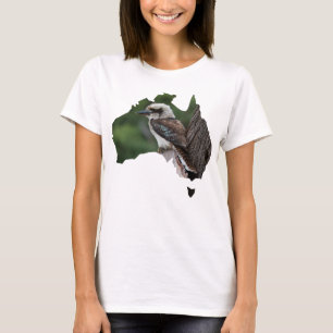 Australien Kontur lacht Kookaburra in einem Baum T-Shirt