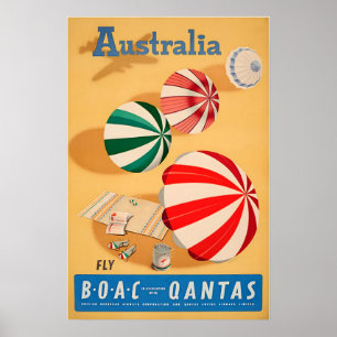 Australien Kunst Australischer Strand Druck Qantas Poster