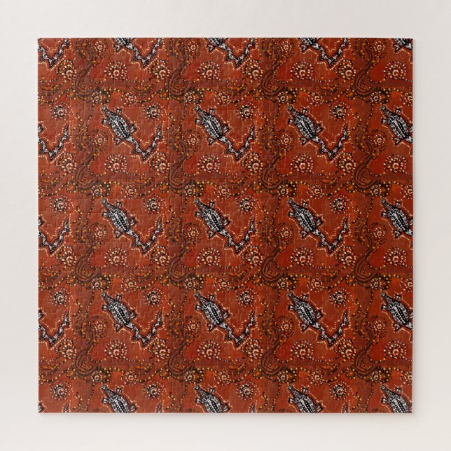 AUSTRALIEN KUNST KROKODIL  PUZZLE (Vertikal)