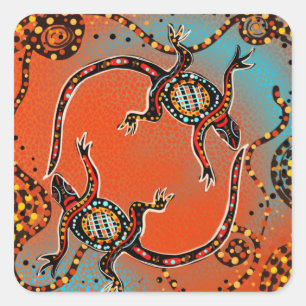 AUSTRALIEN KUNST        QUADRATISCHER AUFKLEBER