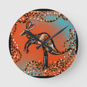 AUSTRALIEN KUNST           RUNDE WANDUHR
