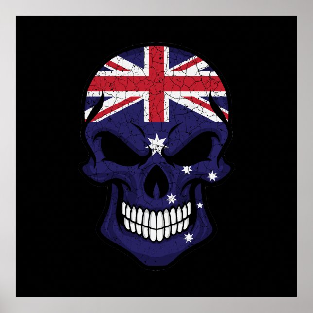 Australien lächelt Schädelflagge Poster (Vorne)