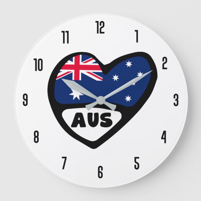 Australien Land Code AUS Flaggenmitte Große Wanduhr (Vorderseite)