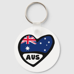 Australien Land Code Flaggen Herz Keyring AUS Schlüsselanhänger