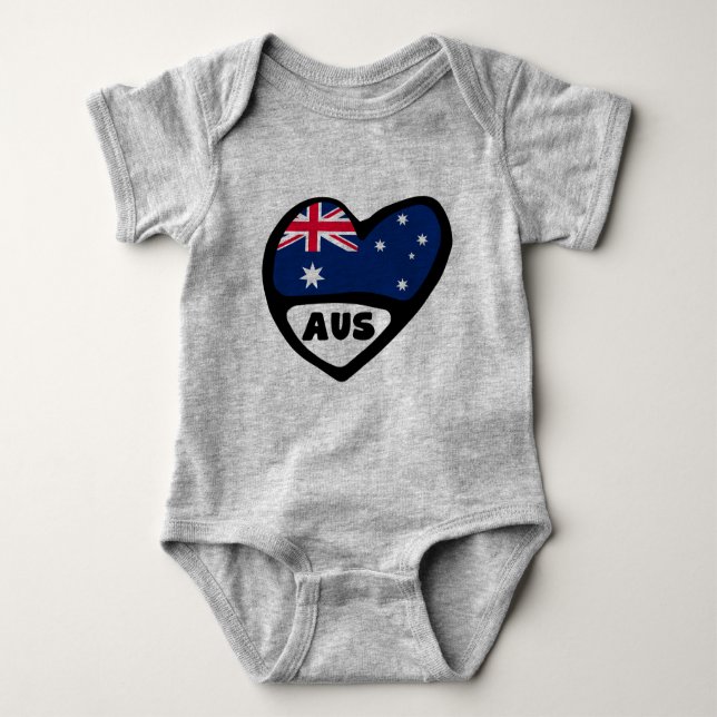 Australien Land Code Flaggenmitte AUS Baby Strampler (Vorderseite)