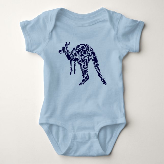 Australien Land Down Under Kangaroo Animal Blue Baby Strampler (Vorderseite)