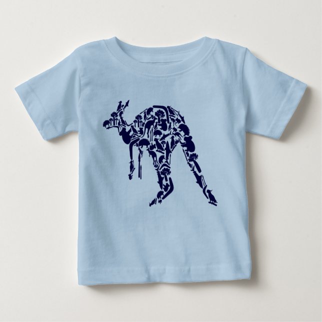 Australien Land Down Under Kangaroo Animal Blue Baby T-shirt (Vorderseite)