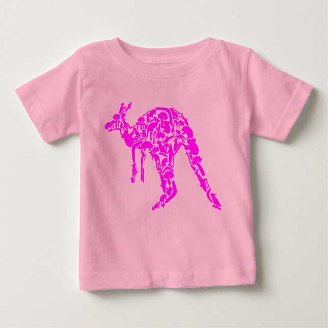 Australien Land unter Kangaroo Tiere rosa Baby T-shirt (Vorderseite)