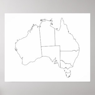 Australien Map Kontur Poster