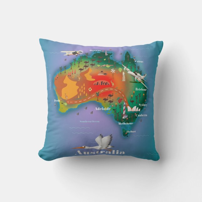 Australien Map Reiseplakat Kissen (Vorderseite)
