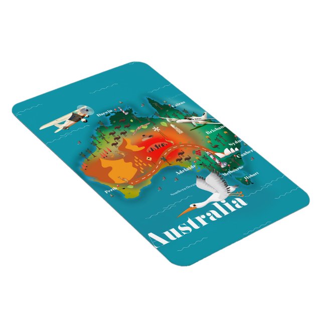 Australien Map Reiseplakat Magnet (Rechte Seite)