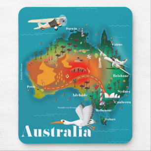 Australien Map Reiseplakat Mousepad