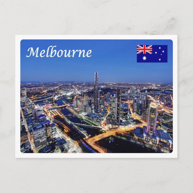 Australien - Melbourne by Night - Postkarte (Vorderseite)