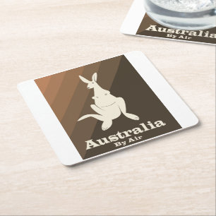 Australien mit dem Flugzeug Känguru-Reiseplakat. Rechteckiger Pappuntersetzer