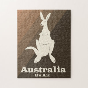 Australien mit dem Flugzeug Känguru-Reiseposter. Puzzle