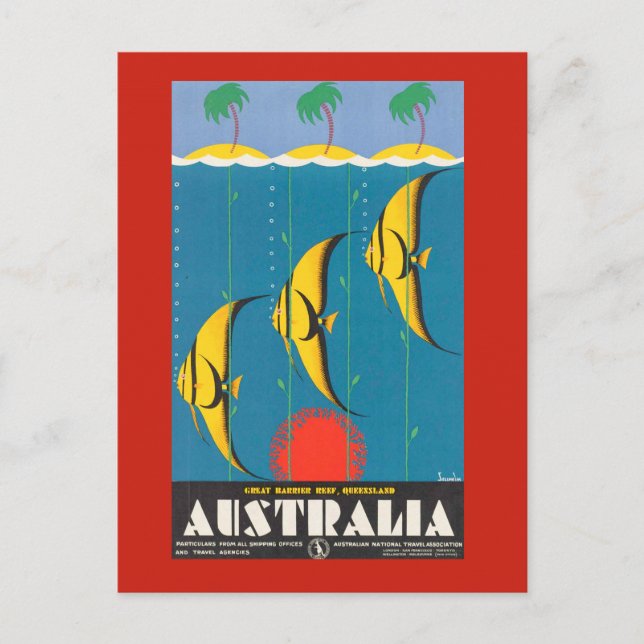 Australien mit Fish Travel Postcard Postkarte (Vorderseite)