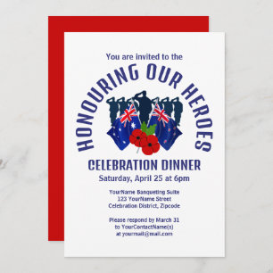 Australien Neuseeland AC REMEMBRANCE Dinner Einladung