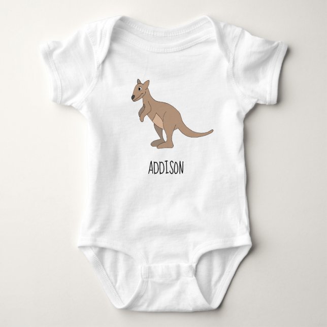 Australien Niedlich Kangaroo Doodle und Name Baby Strampler (Vorderseite)