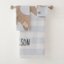 Australien Niedlich Kangaroo Doodle und Name Kids Badhandtuch Set