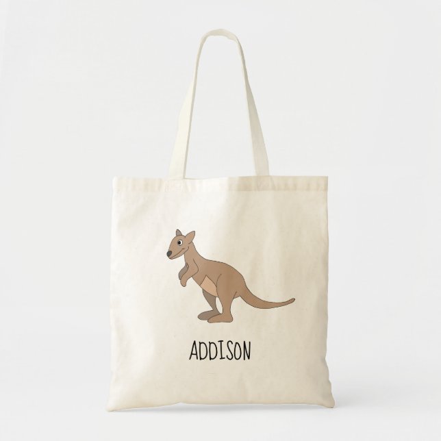 Australien Niedlich Kangaroo Doodle und Name Kids Tragetasche (Vorne)