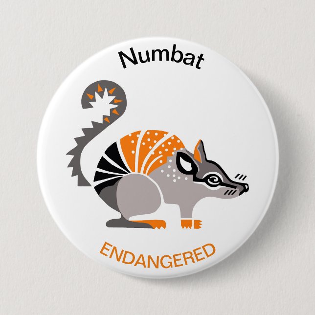 Australien - NUMBAT - Gefährdete tierische Grafik Button (Vorderseite)