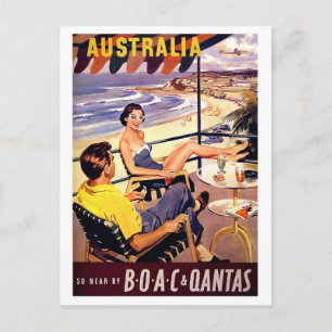 Australien, Paare genießen auf Terrasse, Vintage R Postkarte