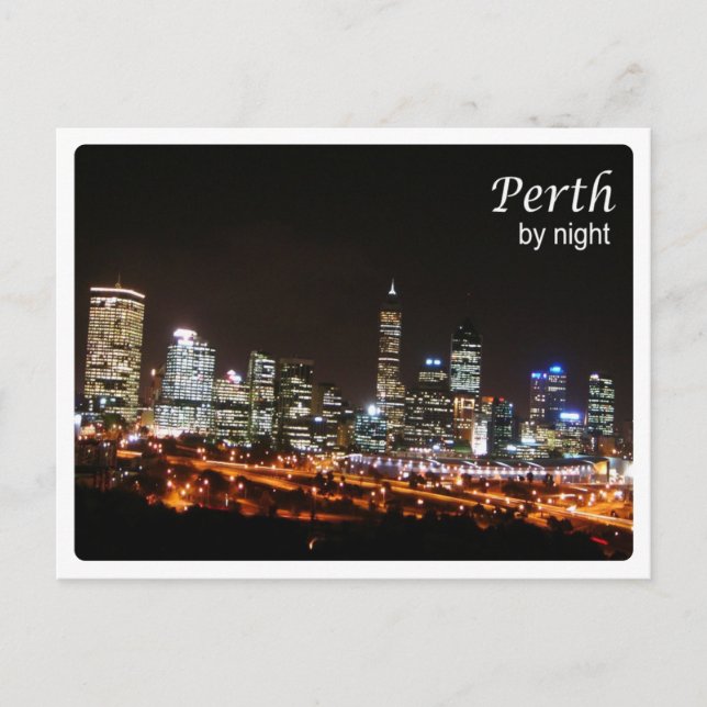 Australien - Perth - By Night - Postkarte (Vorderseite)