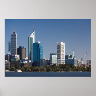 Australien, Perth, City Skyline aus Swan River Poster