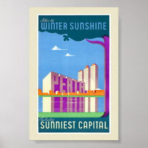 Australien Perth Restauriertes Vintage-Reiseposter Poster