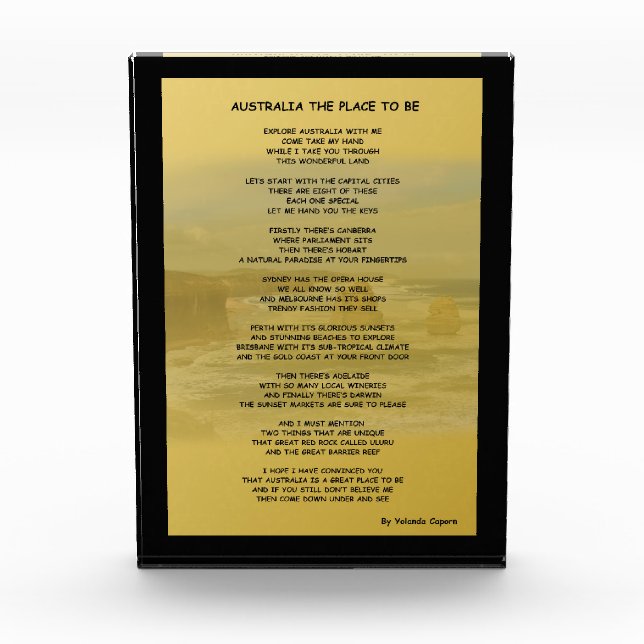 Australien - Platz für Acrylsperren Fotoblock (Vorderseite)