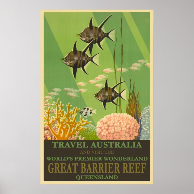 Australien Queensland, Great Barrier Reef Travel Poster (Vorne)