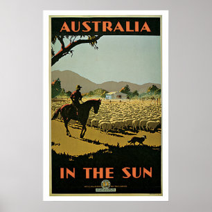 Australien Schaffarm Vintage Travel Poster