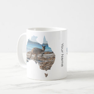 Australien Shape Kangaroo auf dem Beach Foto Kaffeetasse